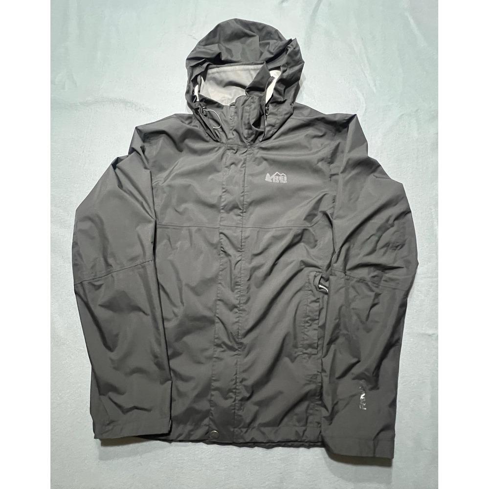 REI Co-op Rainier Peak 2.5L Rain Jacket Mens Grey Hooded Waterproof Shell Medium